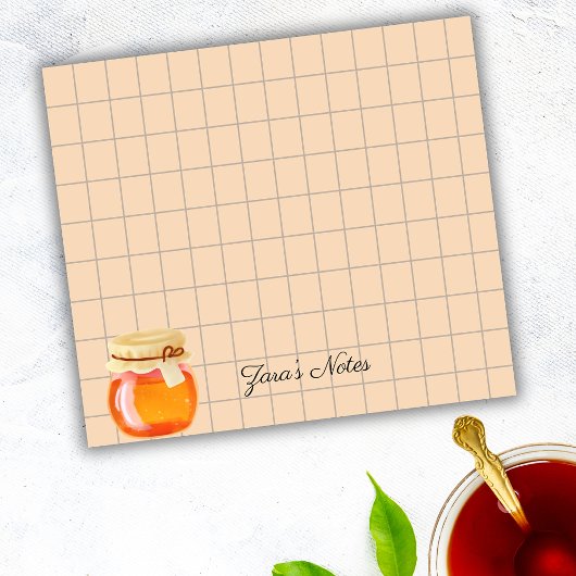 Tea Time Honey Pot Personalized Grid Sticky Notes Post-it Klebezettel
