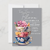 Tea Time in Bloom Bridal Shower Invitation  RSVP Karte (Vorderseite)