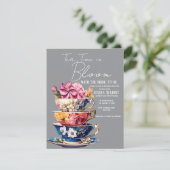 Tea Time in Bloom Bridal Shower Invitation  RSVP Karte (Stehend Vorderseite)