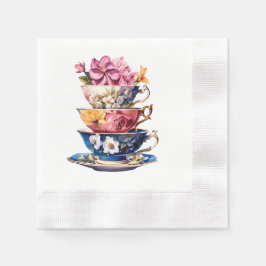 Tea Time in Bloom Bridal Shower Napkins Serviette
