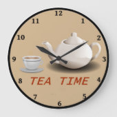 Tea Time Kitchen Clock Große Wanduhr (Vorderseite)