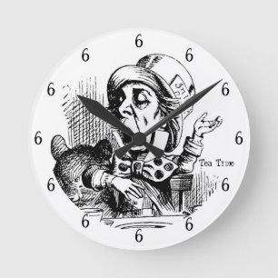 Tea Time Mad Hatter Round Clock Runde Wanduhr