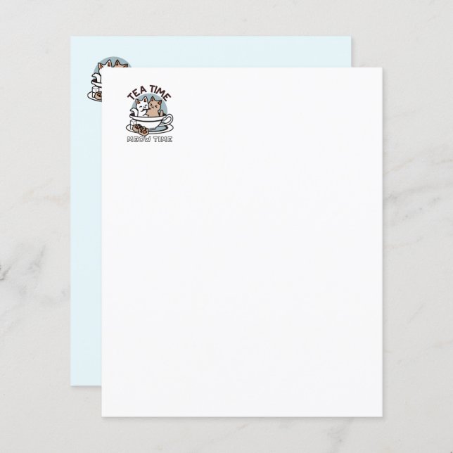 Tea Time Meow Time - Niedliches Katzen- und Teedes (Vorne/Hinten)