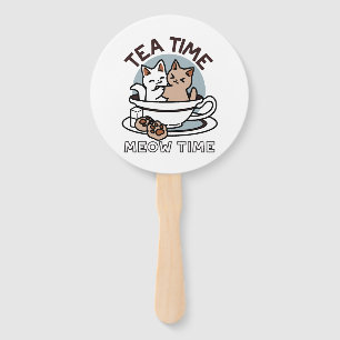Tea Time Meow Time - Niedliches Katzen- und Teedes Fächer