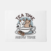 Tea Time Meow Time - Niedliches Katzen- und Teedes Fußmatte (Vorderseite)