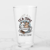 Tea Time Meow Time - Niedliches Katzen- und Teedes Glas (Rückseite)