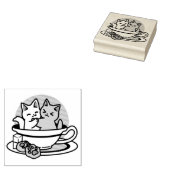 Tea Time Meow Time - Niedliches Katzen- und Teedes Gummistempel (Stempel)