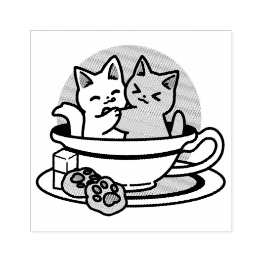 Tea Time Meow Time - Niedliches Katzen- und Teedes Gummistempel (Prägung)