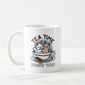 Tea Time Meow Time - Niedliches Katzen- und Teedes Kaffeetasse (Links)