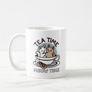Tea Time Meow Time - Niedliches Katzen- und Teedes Kaffeetasse