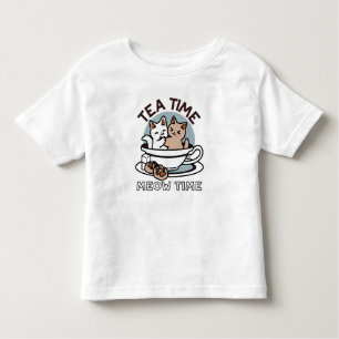 Tea Time Meow Time - Niedliches Katzen- und Teedes Kleinkind T-shirt