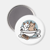Tea Time Meow Time - Niedliches Katzen- und Teedes Magnet (Vorderseite/Rückseite)