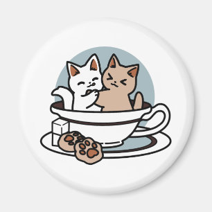 Tea Time Meow Time - Niedliches Katzen- und Teedes Magnet