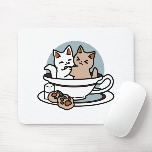 Tea Time Meow Time - Niedliches Katzen- und Teedes Mousepad (Mit Mouse)