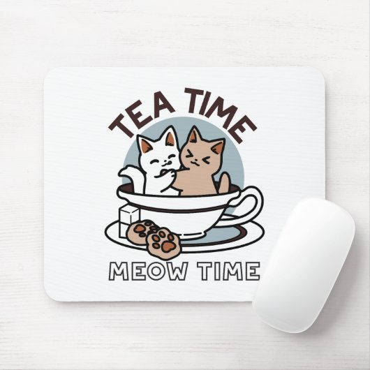 Tea Time Meow Time - Niedliches Katzen- und Teedes Mousepad (Mit Mouse)
