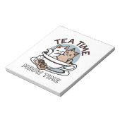 Tea Time Meow Time - Niedliches Katzen- und Teedes Notizblock (Rotiert)