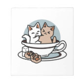Tea Time Meow Time - Niedliches Katzen- und Teedes Notizblock (Vorderseite)
