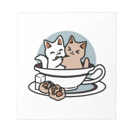 Tea Time Meow Time - Niedliches Katzen- und Teedes Notizblock