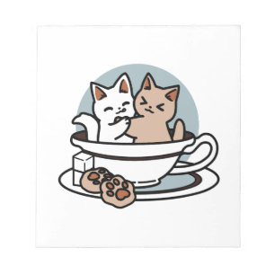 Tea Time Meow Time - Niedliches Katzen- und Teedes Notizblock