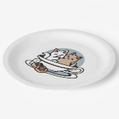 Tea Time Meow Time - Niedliches Katzen- und Teedes Pappteller (Schrägansicht)