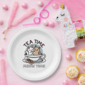 Tea Time Meow Time - Niedliches Katzen- und Teedes Pappteller (Party)