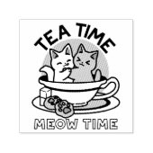 Tea Time Meow Time - Niedliches Katzen- und Teedes Permastempel (Design)