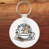 Tea Time Meow Time - Niedliches Katzen- und Teedes Schlüsselanhänger (Rückseite)