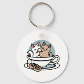 Tea Time Meow Time - Niedliches Katzen- und Teedes Schlüsselanhänger (Rückseite)