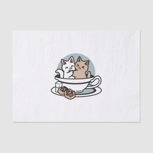 Tea Time Meow Time - Niedliches Katzen- und Teedes Seidenpapier (Vorderseite)
