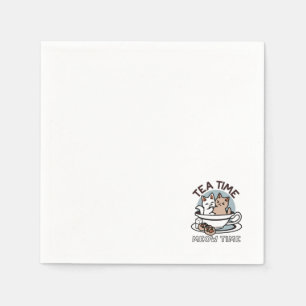Tea Time Meow Time - Niedliches Katzen- und Teedes Serviette