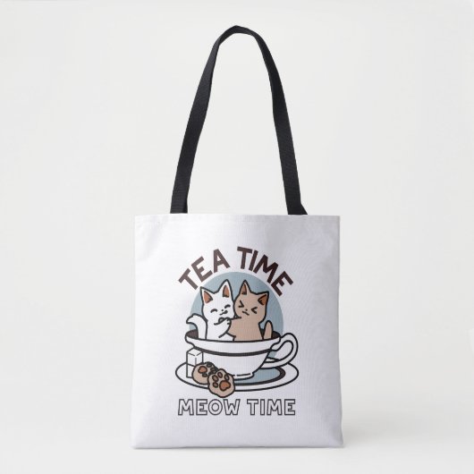 Tea Time Meow Time - Niedliches Katzen- und Teedes Tasche (Vorderseite)