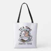 Tea Time Meow Time - Niedliches Katzen- und Teedes Tasche (Rückseite)
