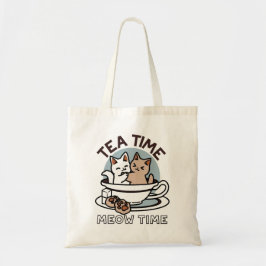 Tea Time Meow Time - Niedliches Katzen- und Teedes Tragetasche
