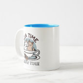 Tea Time Meow Time - Niedliches Katzen- und Teedes Zweifarbige Tasse (Vorderseite Links)