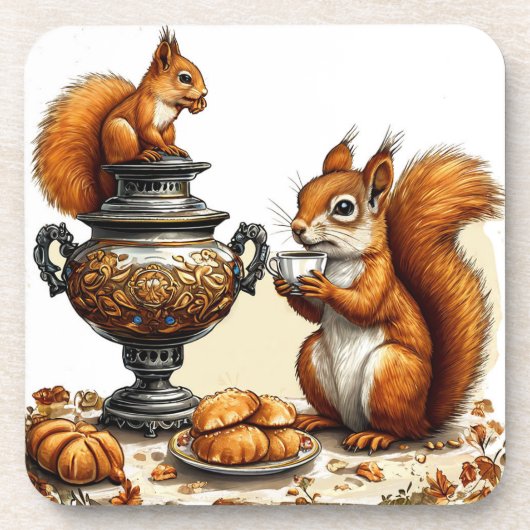 Tea time mit Eichhörnchen Getränkeuntersetzer (Vorderseite)