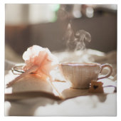 Tea Time mit einem guten Buch Fliese (Vorderseite)