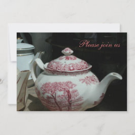 Tea Time mit Vintagem English Teapot Inv Einladung