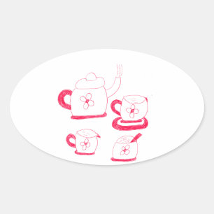 Tea Time Oval Aufkleber