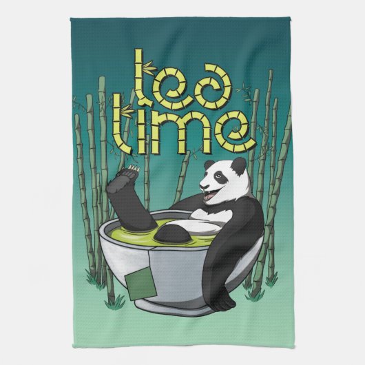 Tea Time Panda Geschirrtuch (Vertikal)