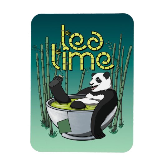 Tea Time Panda Magnet (Vertikal)