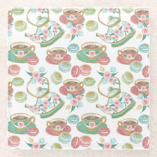 Tea Time Pattern Glasuntersetzer (Vorderseite)