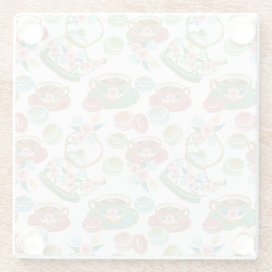Tea Time Pattern Glasuntersetzer (Rückseite)