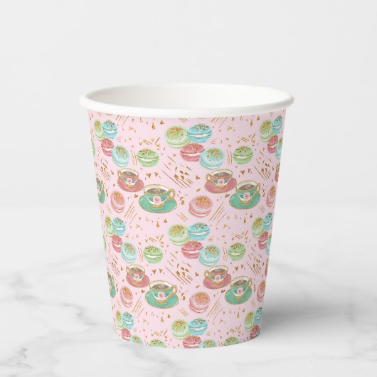 Tea Time Pattern Pappbecher (Vorderseite)