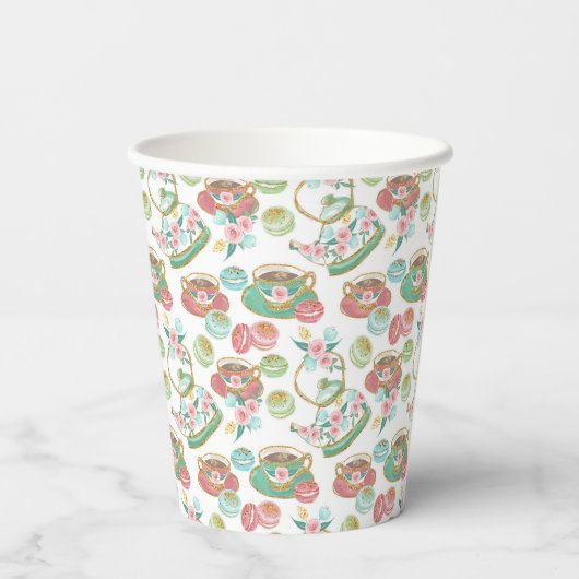 Tea Time Pattern Pappbecher (Rückseite)