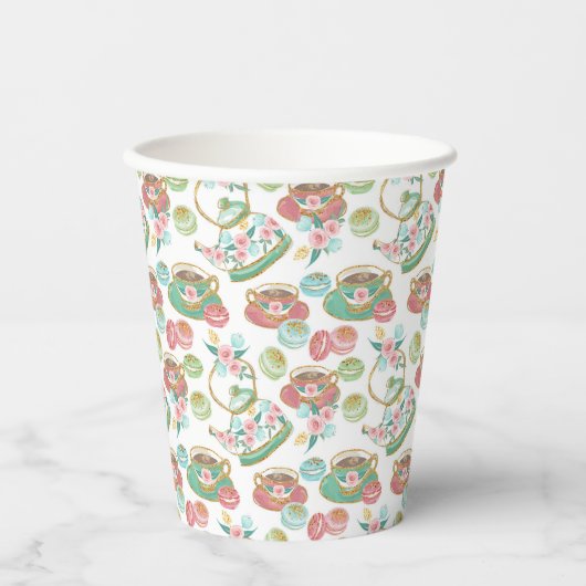 Tea Time Pattern Pappbecher (Vorderseite)