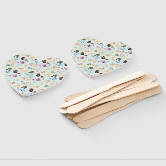 Tea time pattern - tea cups and tea pot fächer (Non-assembled)