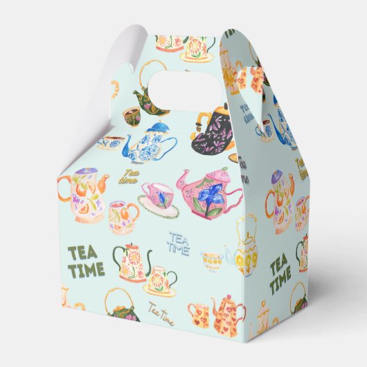 Tea time pattern - tea cups and tea pot geschenkschachtel (Rückseite)
