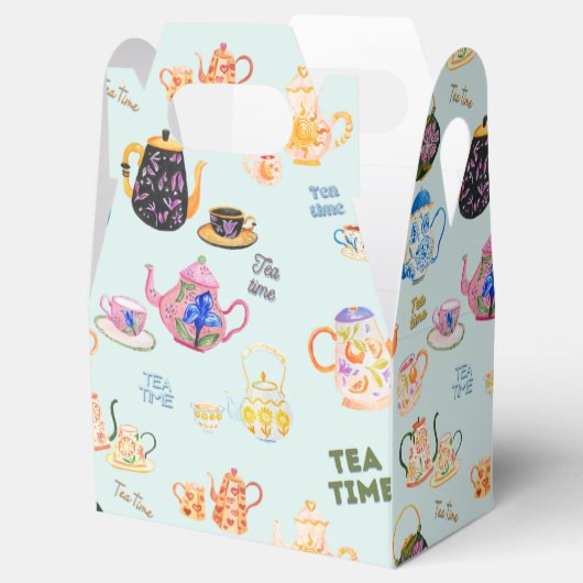 Tea time pattern - tea cups and tea pot geschenkschachtel (Geöffnet)