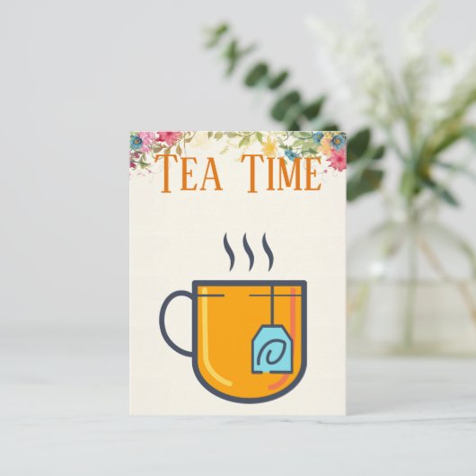 Tea Time Postcard Postkarte (Stehend Vorderseite)