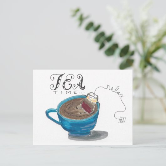 Tea Time Postcard Postkarte (Stehend Vorderseite)